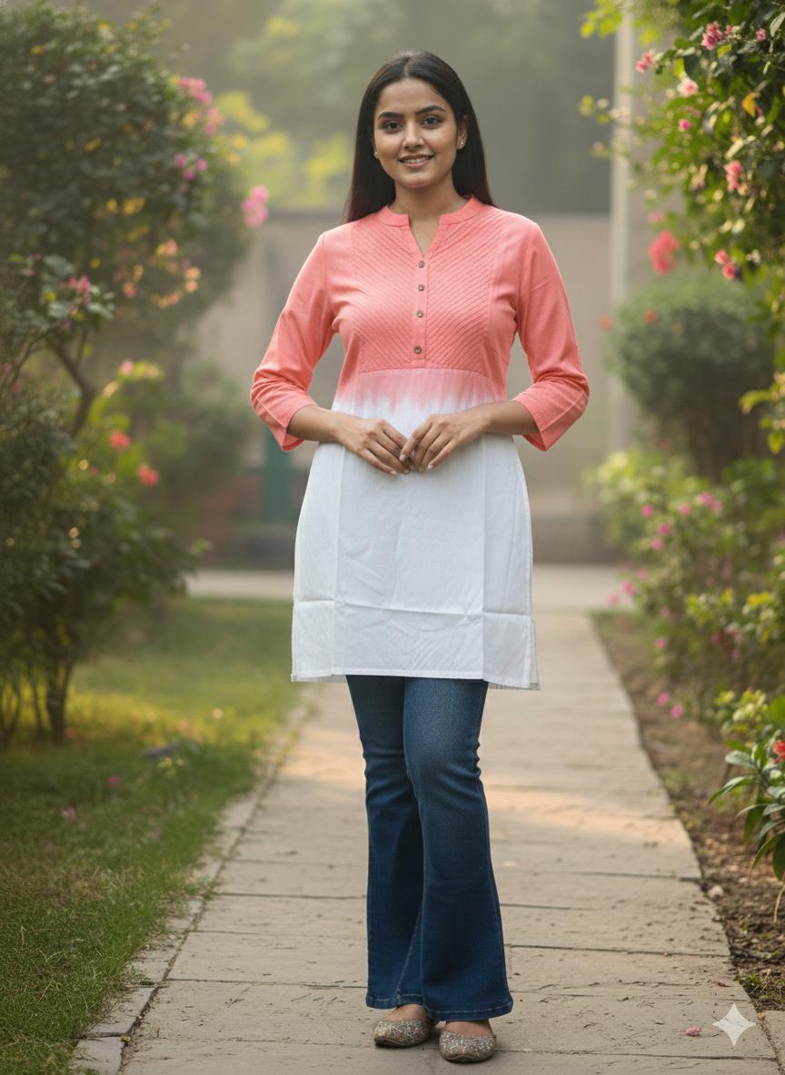 Women’s Festival Rayon Kurti Peach Pink