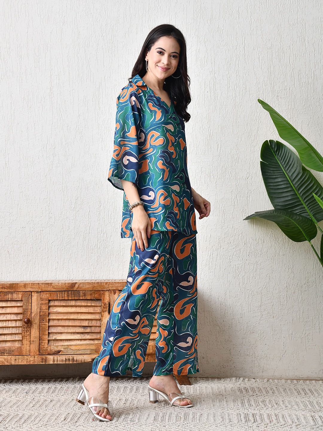 Poly Linen Printed Kurti Set
