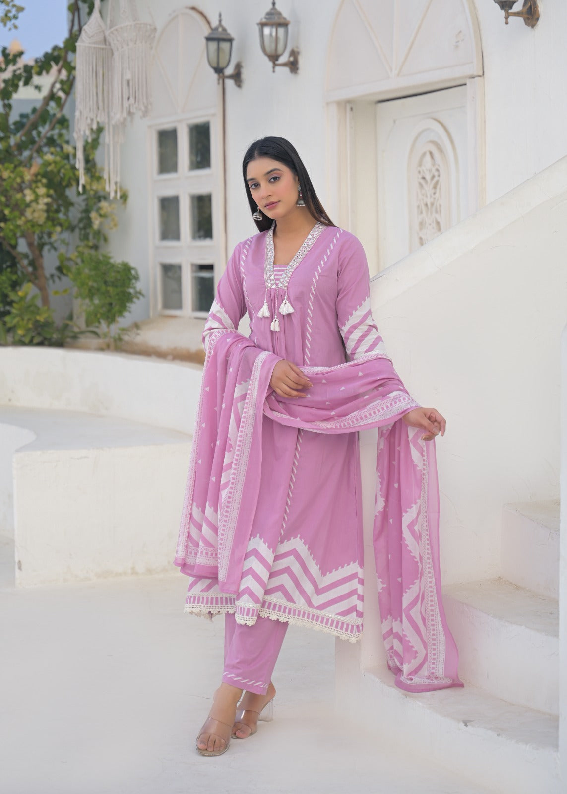Festival Special: Pink Printed Suit Set