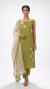 Mandira – Contemporary Handloom Kurta Set with Artistic Palm Motifs