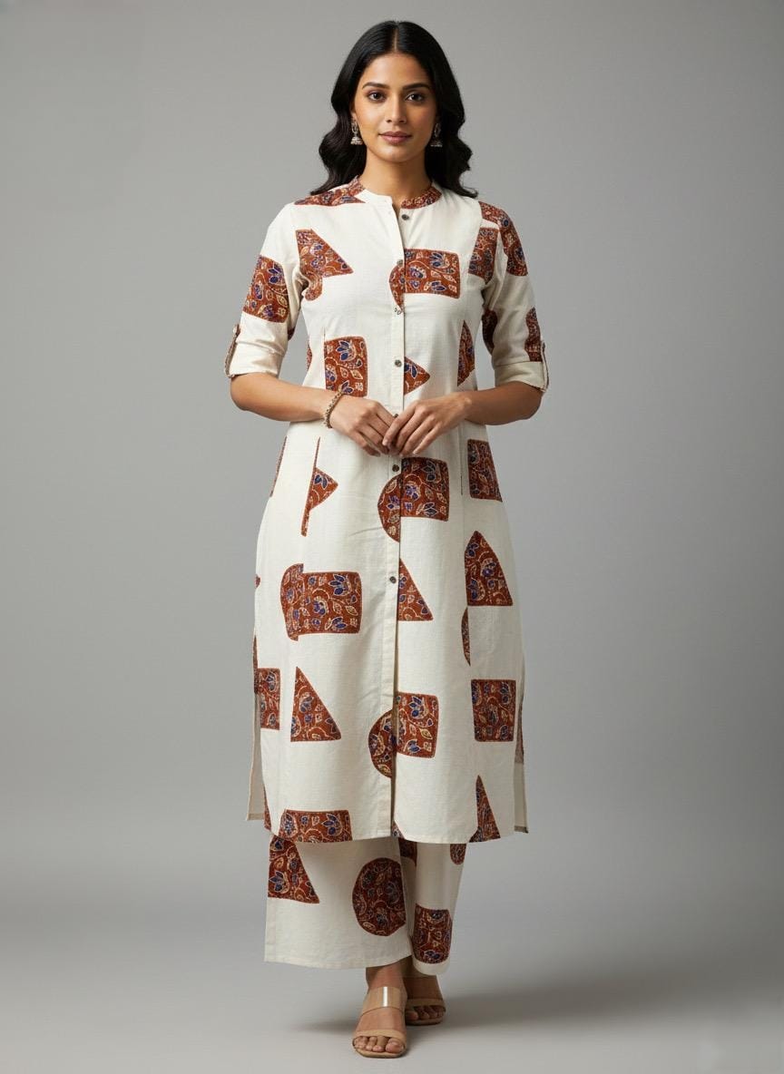 Women’s Stylish Off-White Kurti Set